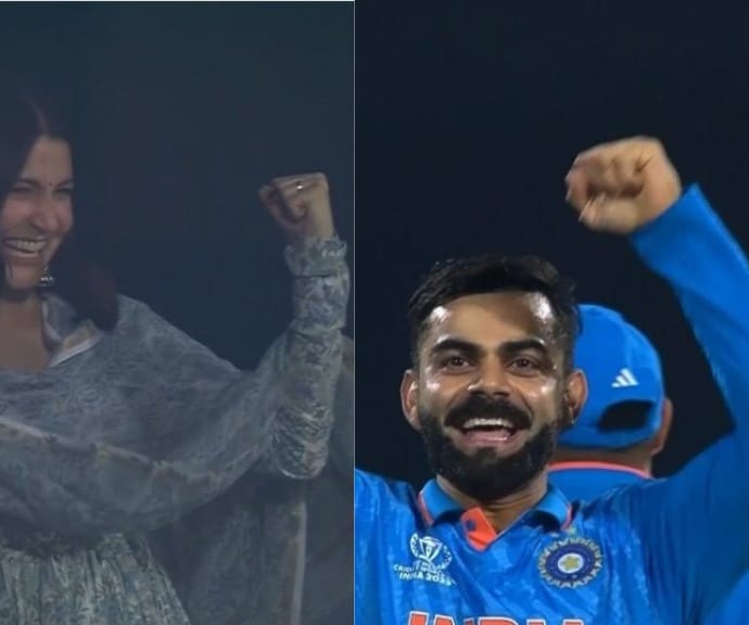 See Anushka Sharma reaction as Virat Kohli claims first World Cup wicket